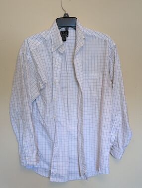Jos. A. Bank White Shirt with Grey Windowpane Grid 14.5 / 32
